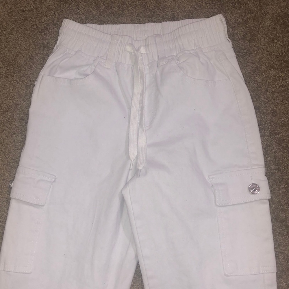 White cargo jeans